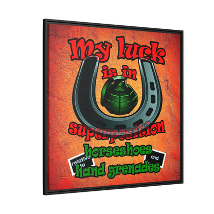 my luck - framed canvas art (burnt orange)