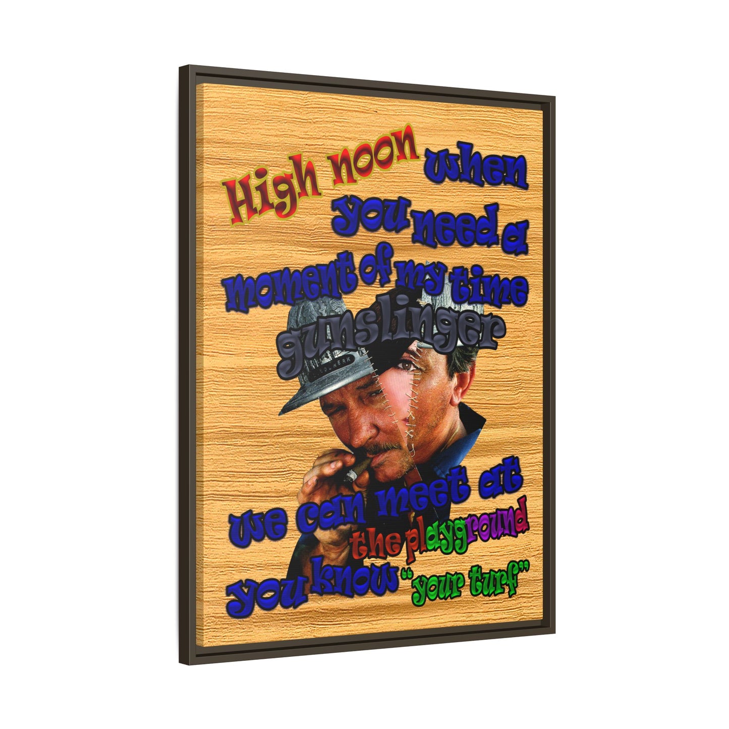 high noon - framed canvas art (butterscotch wood finish)