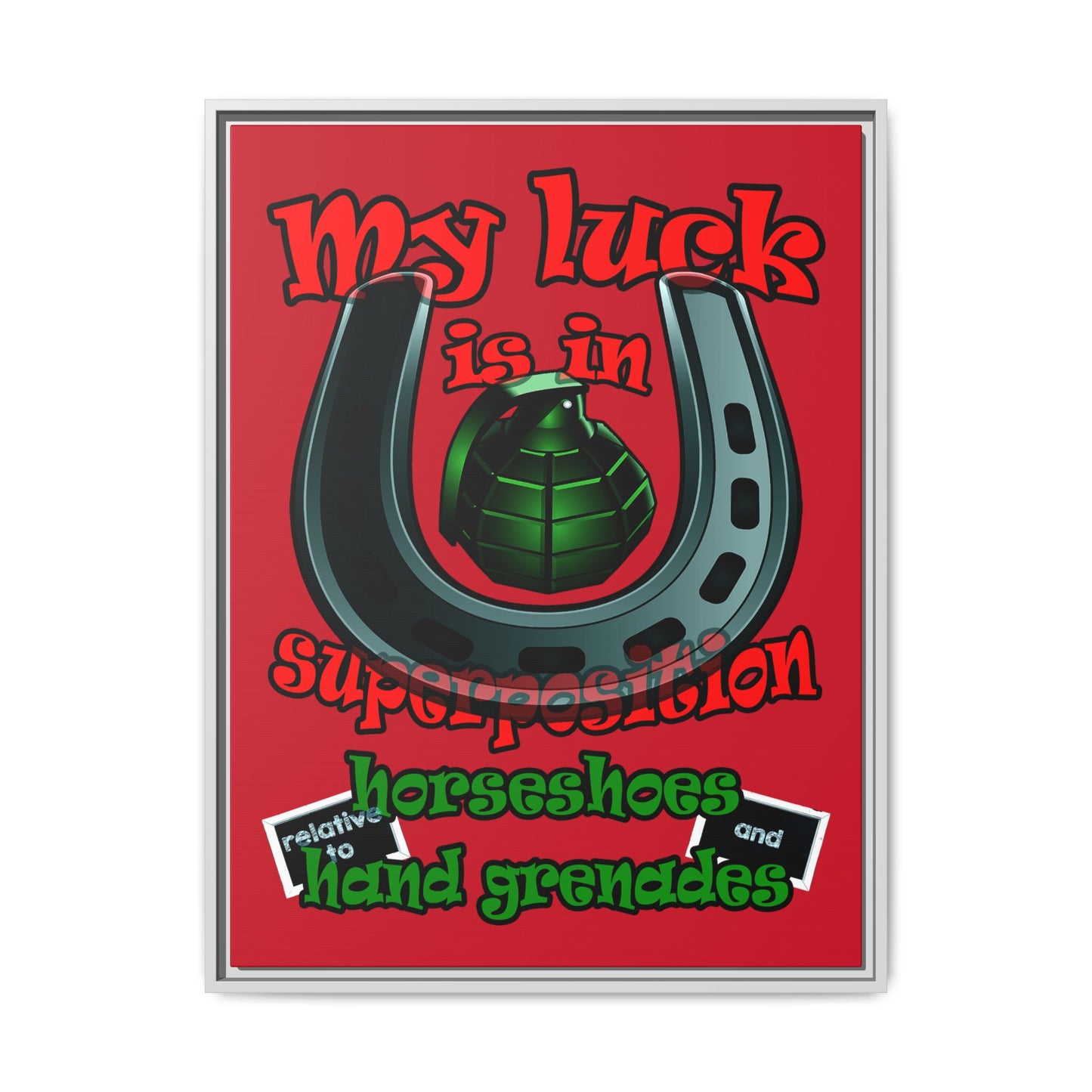 my luck - framed canvas art (dark red)