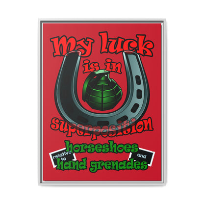 my luck - framed canvas art (dark red)