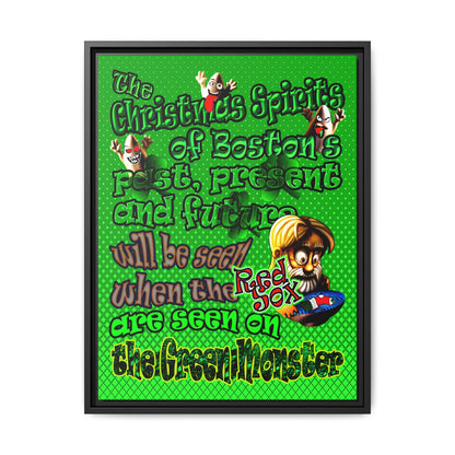 christmas spirits of boston - framed canvas art (logo green)