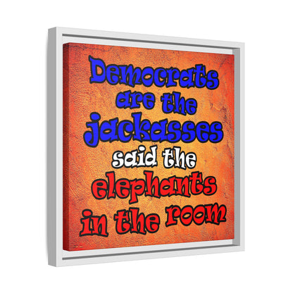 donkeys and elephants - framed canvas art (burnt orange)