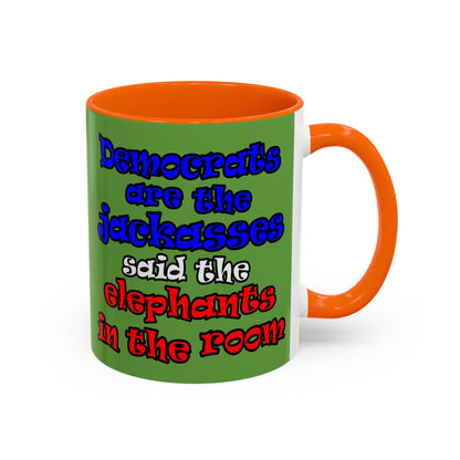 donkeys and elephants - Accent Mug (green)