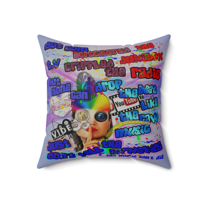 drop the beat - Faux Suede Square Pillow - (light blue-pink wave)