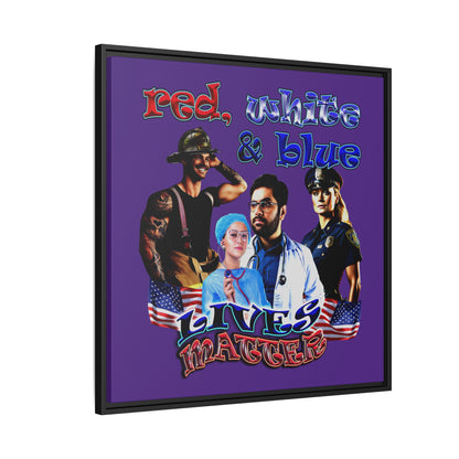 rw&b lives matter - framed canvas art (purple)