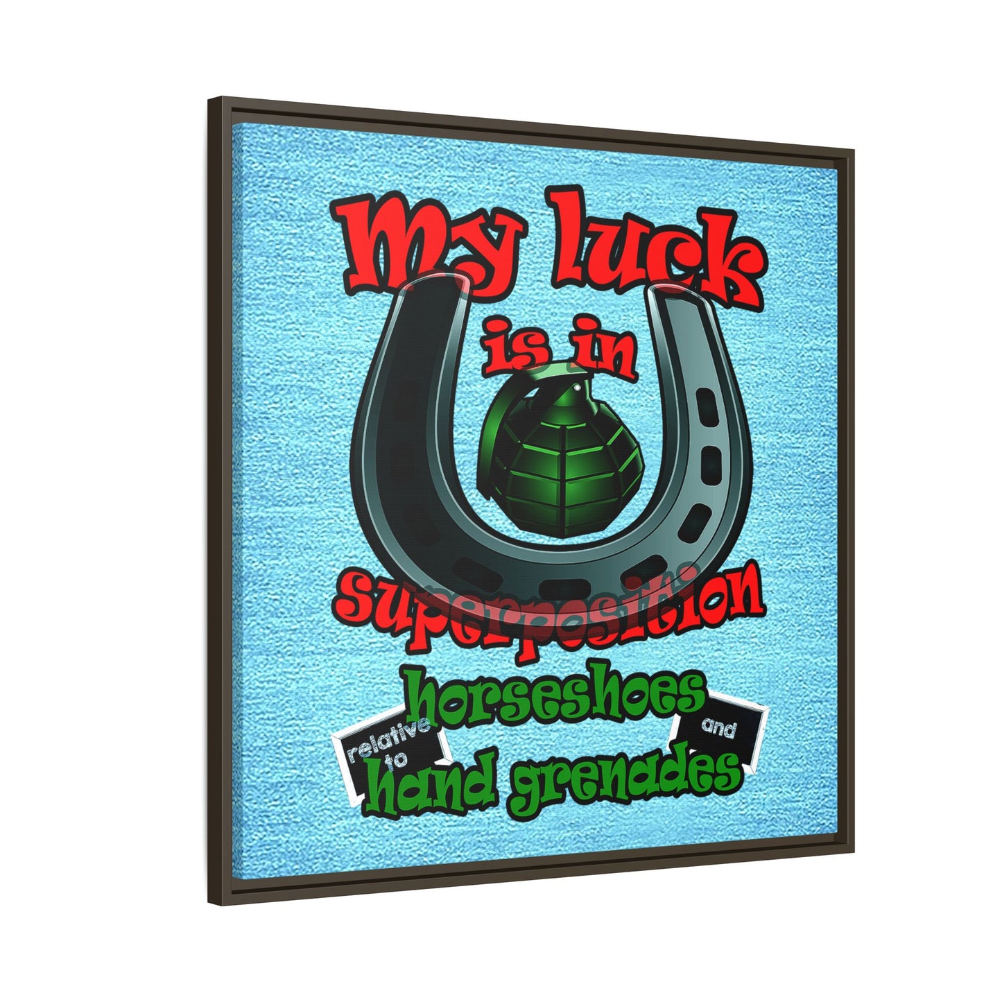 my luck - framed canvas art (faded blue)