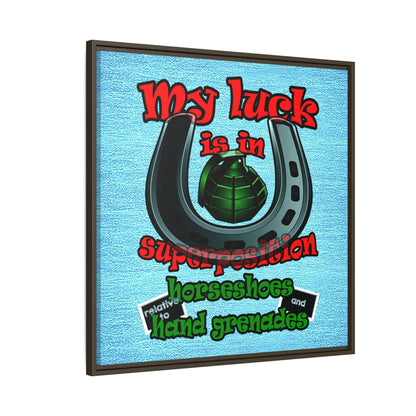 my luck - framed canvas art (faded blue)