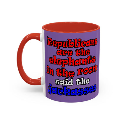 donkeys and elephants - Accent Mug (light purple)