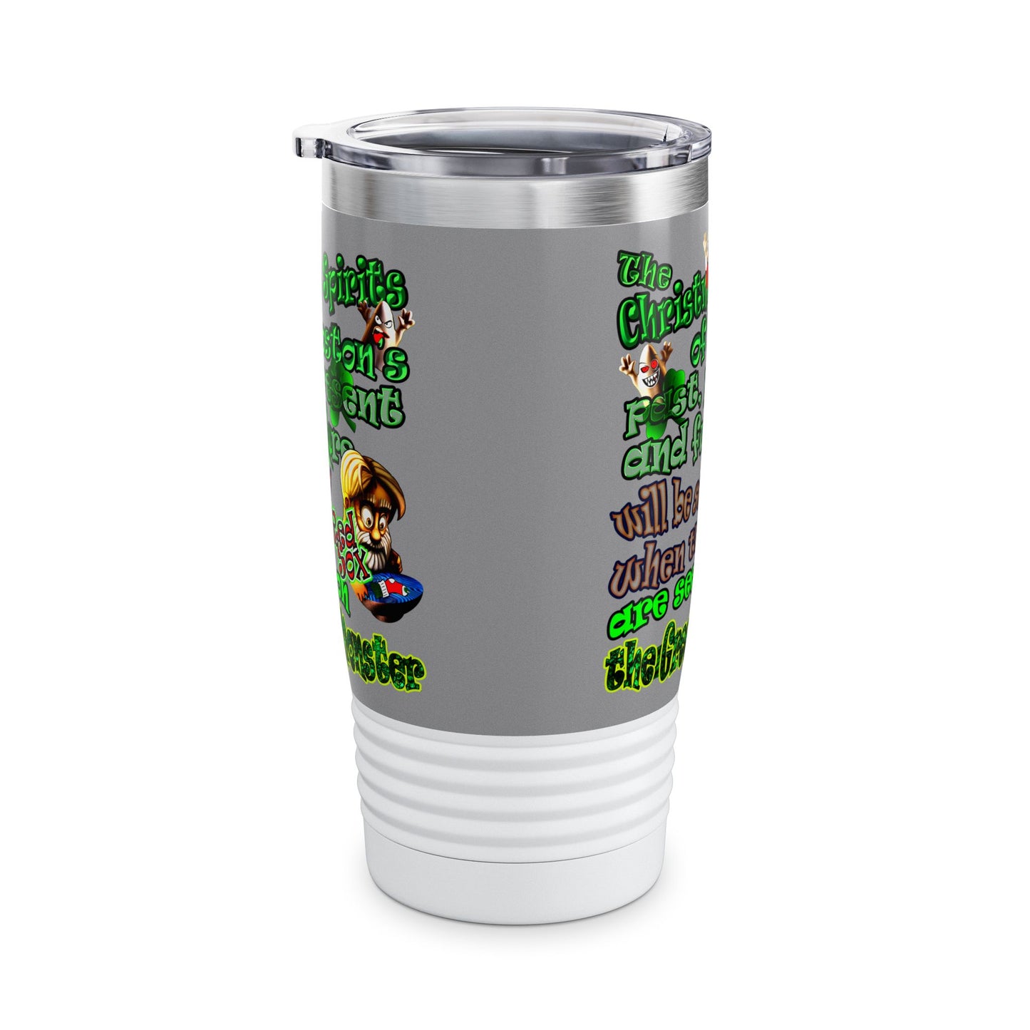 christmas spirits of boston - Ringneck Tumbler, 20oz (grey)