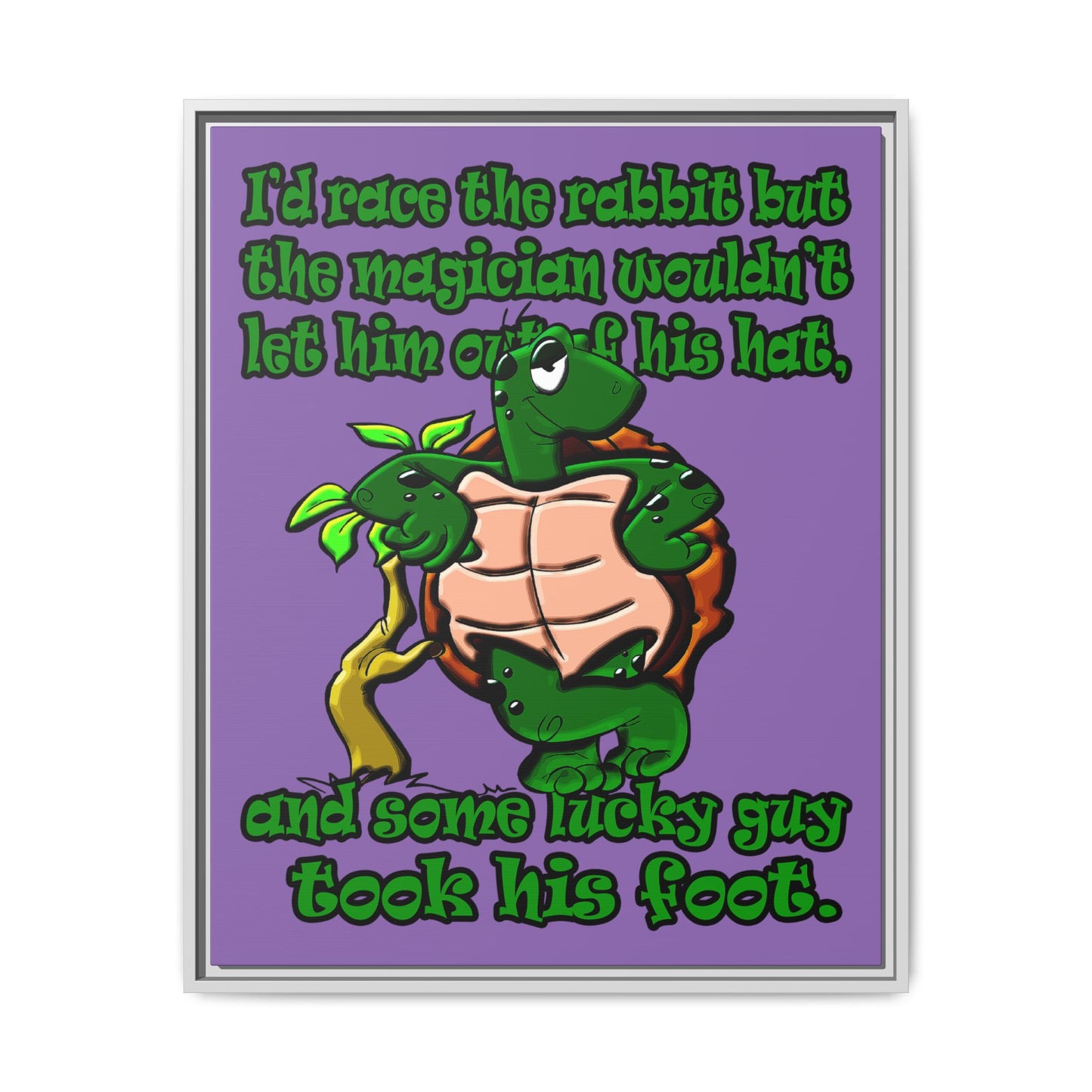 turtle race - framed canvas art (light purple)
