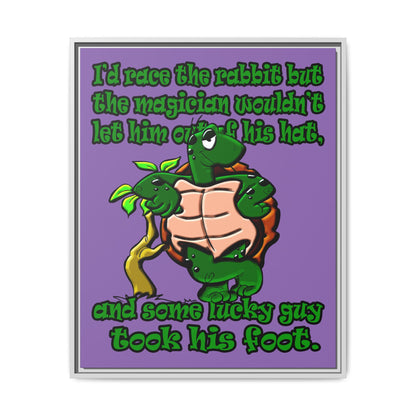 turtle race - framed canvas art (light purple)