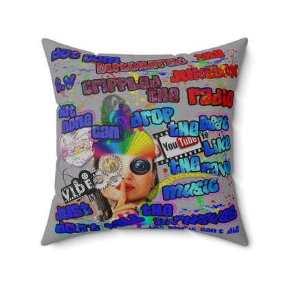 drop the beat - Spun Polyester Square Pillow - (grey)