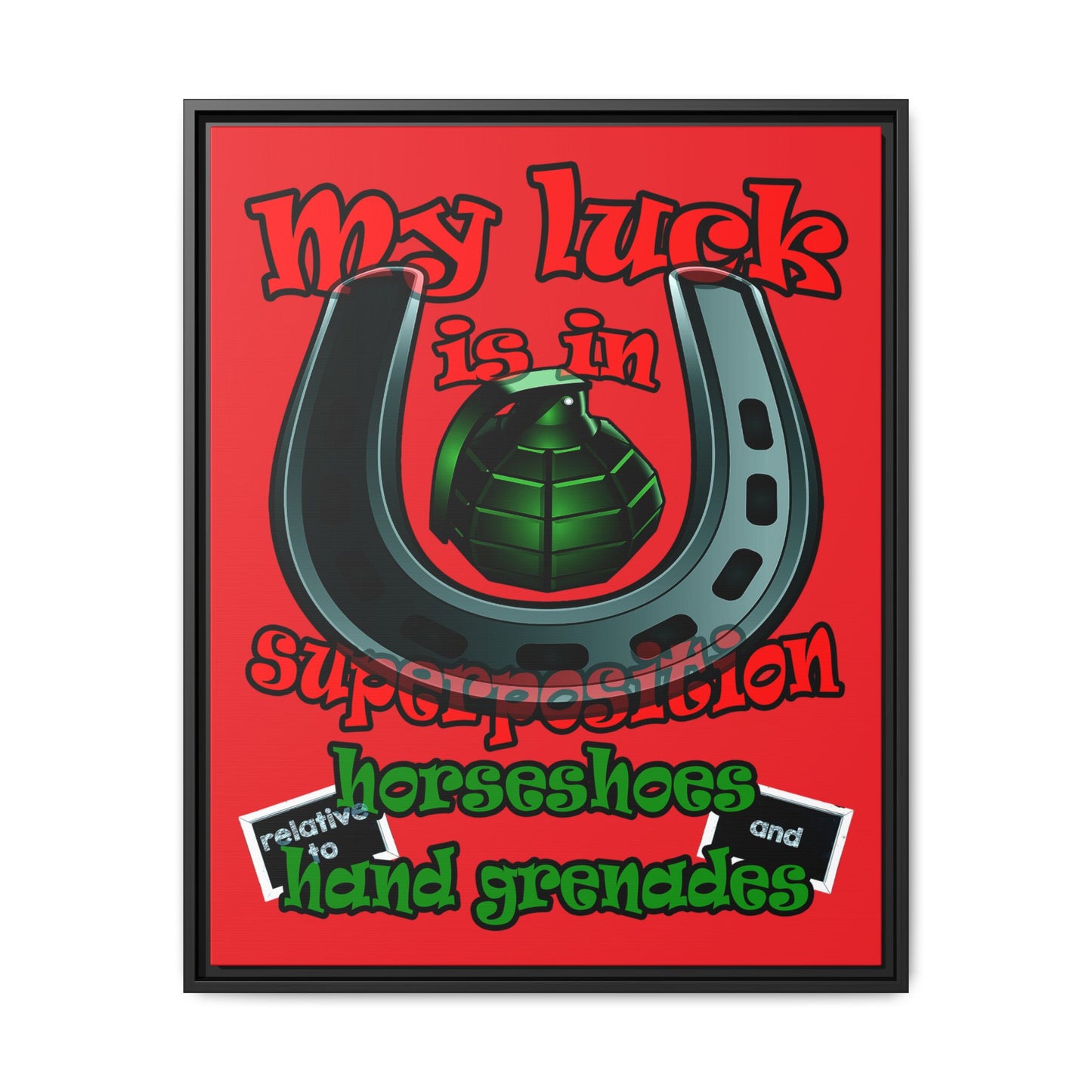 my luck - framed canvas art (red)