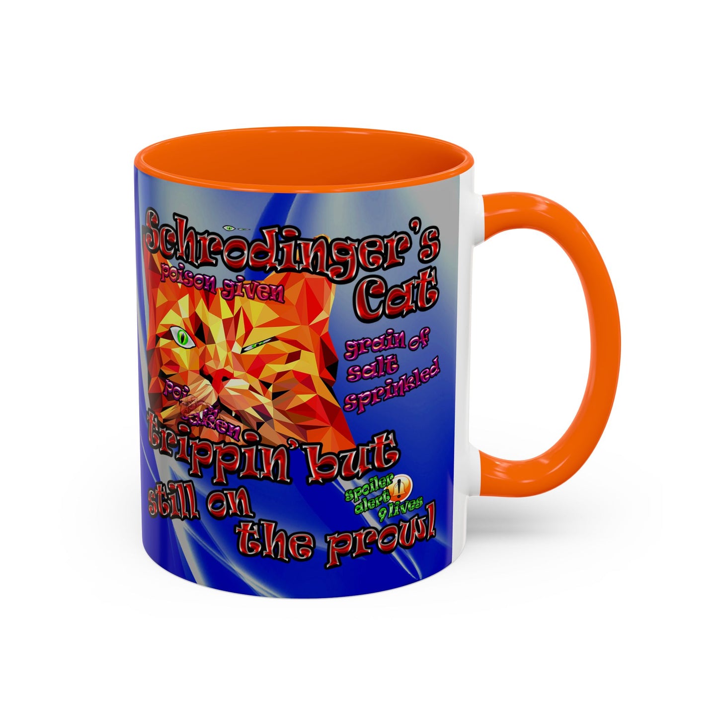 schrodinger's cat - Accent Mug (blue-white wave)