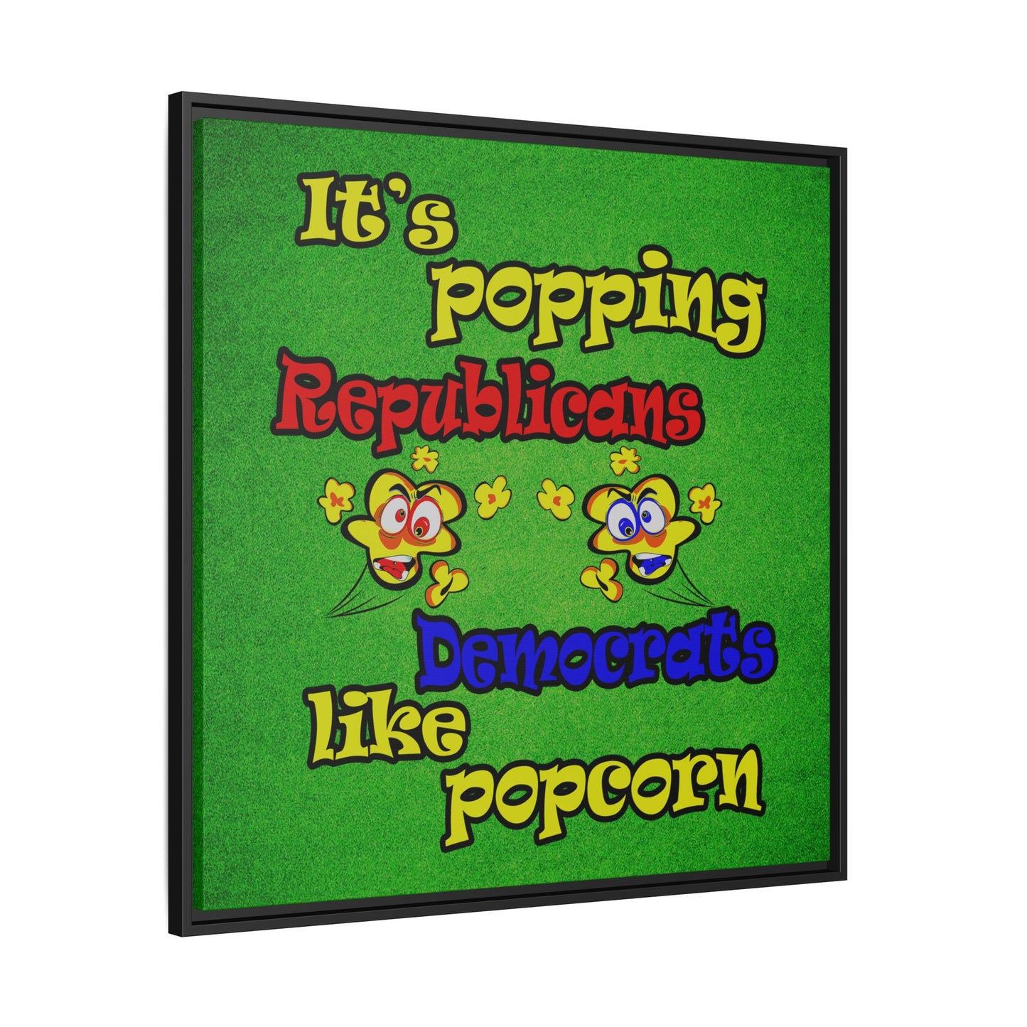 popping like popcorn - framed canvas art (green turf)