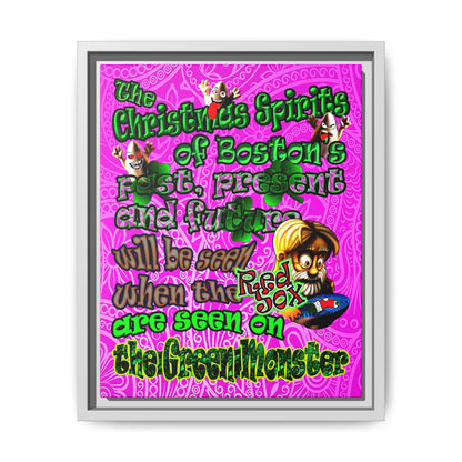 christmas spirits of boston - framed canvas art (pink swirl)