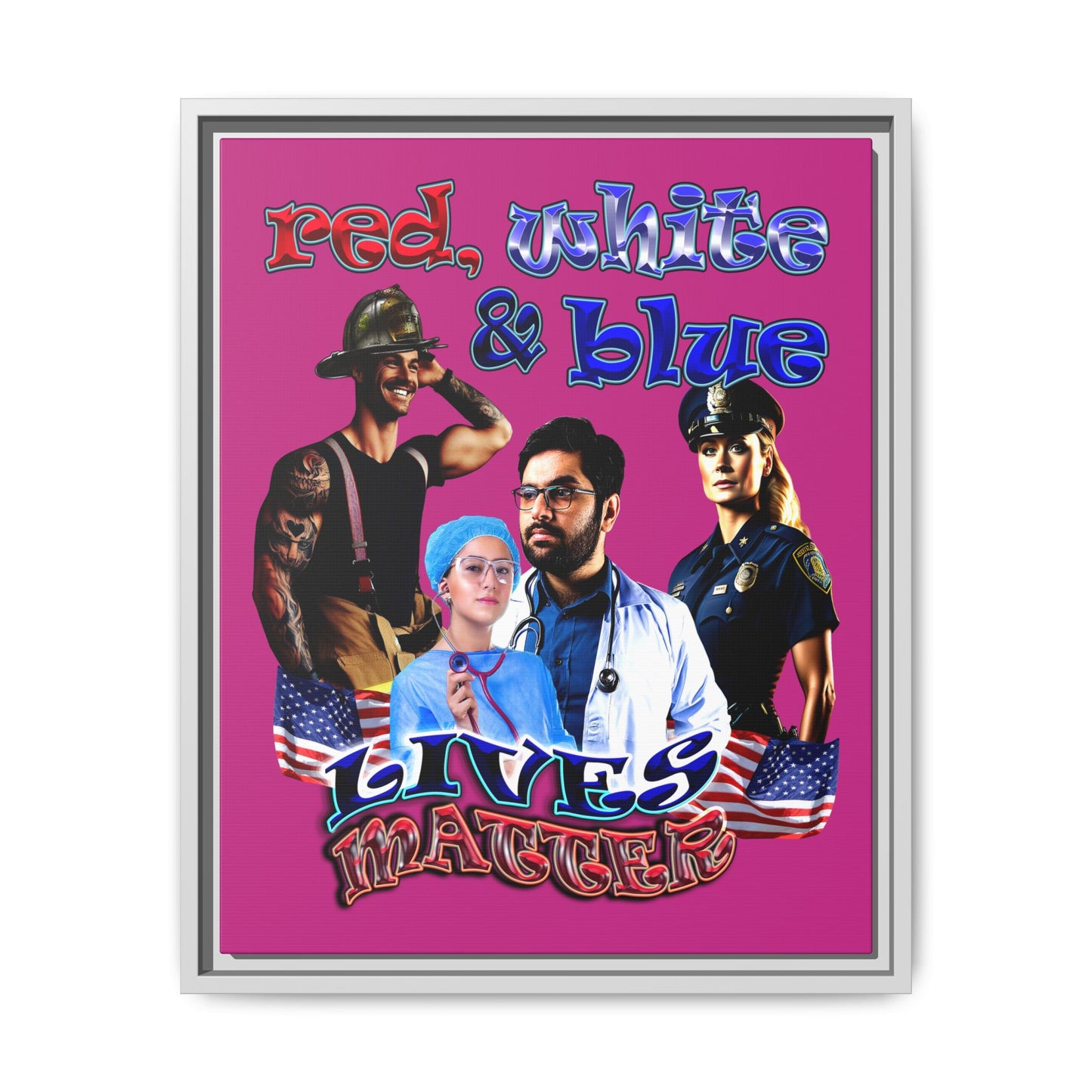 rw&b lives matter - framed canvas art (pink)