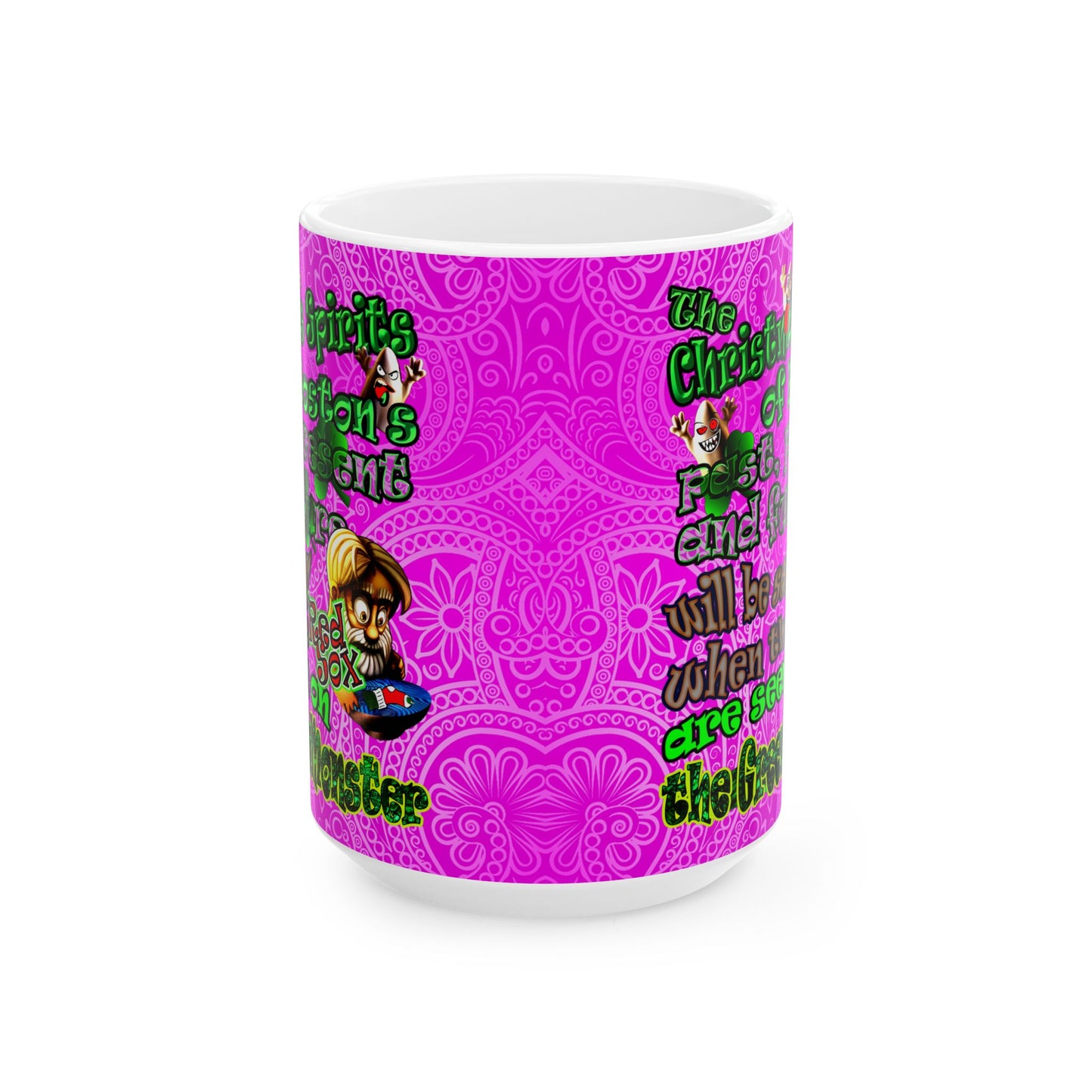 christmas spirits of boston - White Mug (pink swirl)