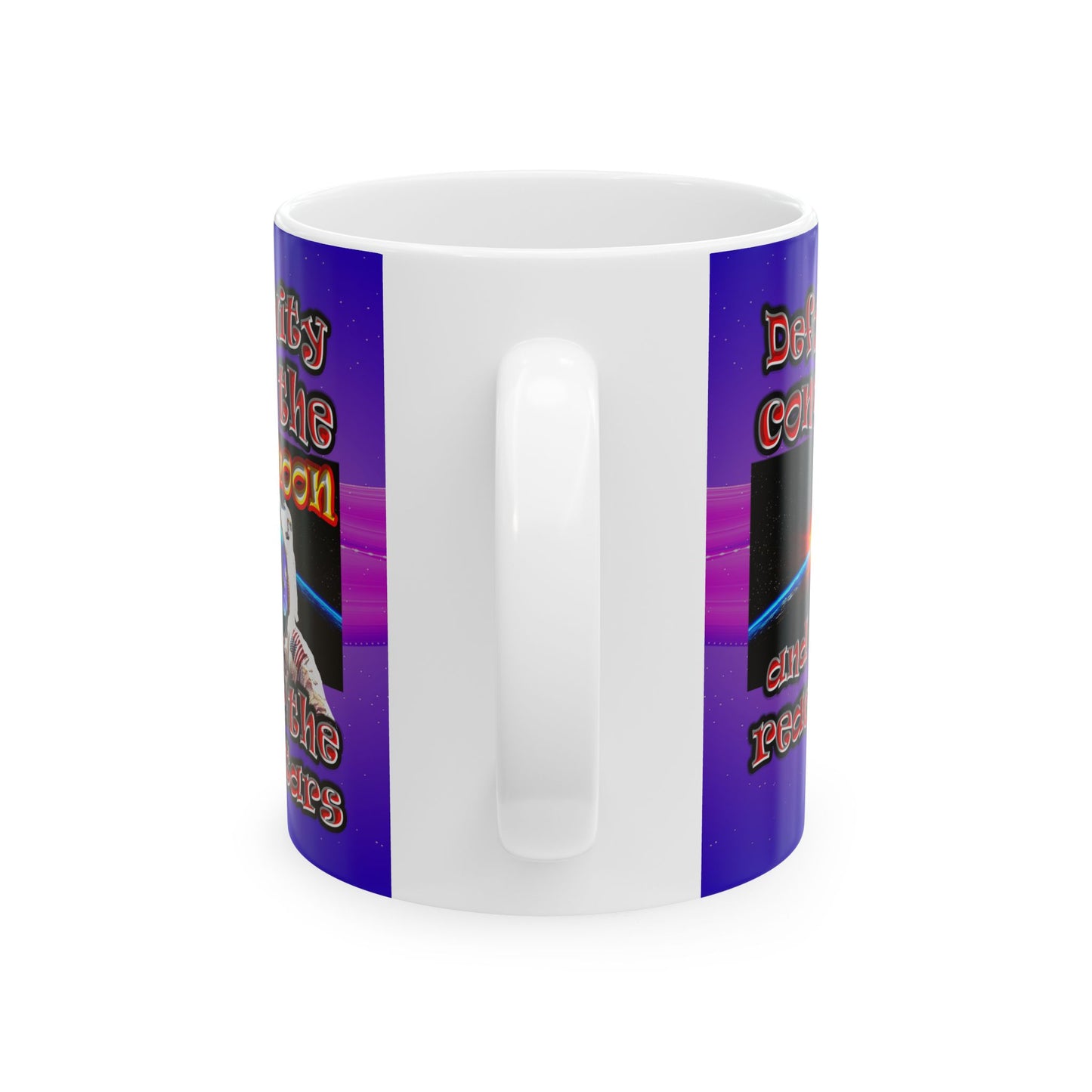 defy conquer reach - White Mug (purple-pink wave)