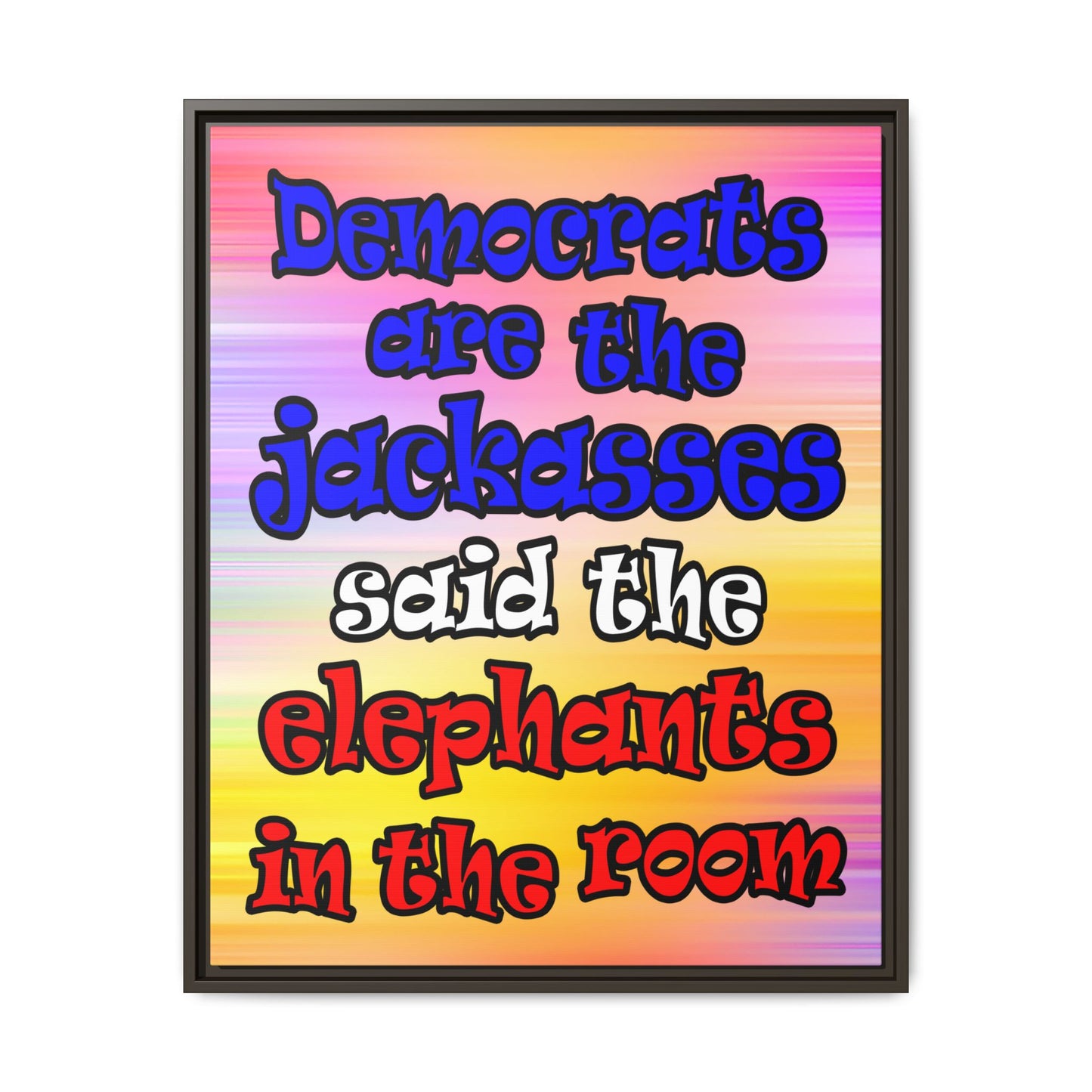 donkeys and elephants - framed canvas art (color blur)
