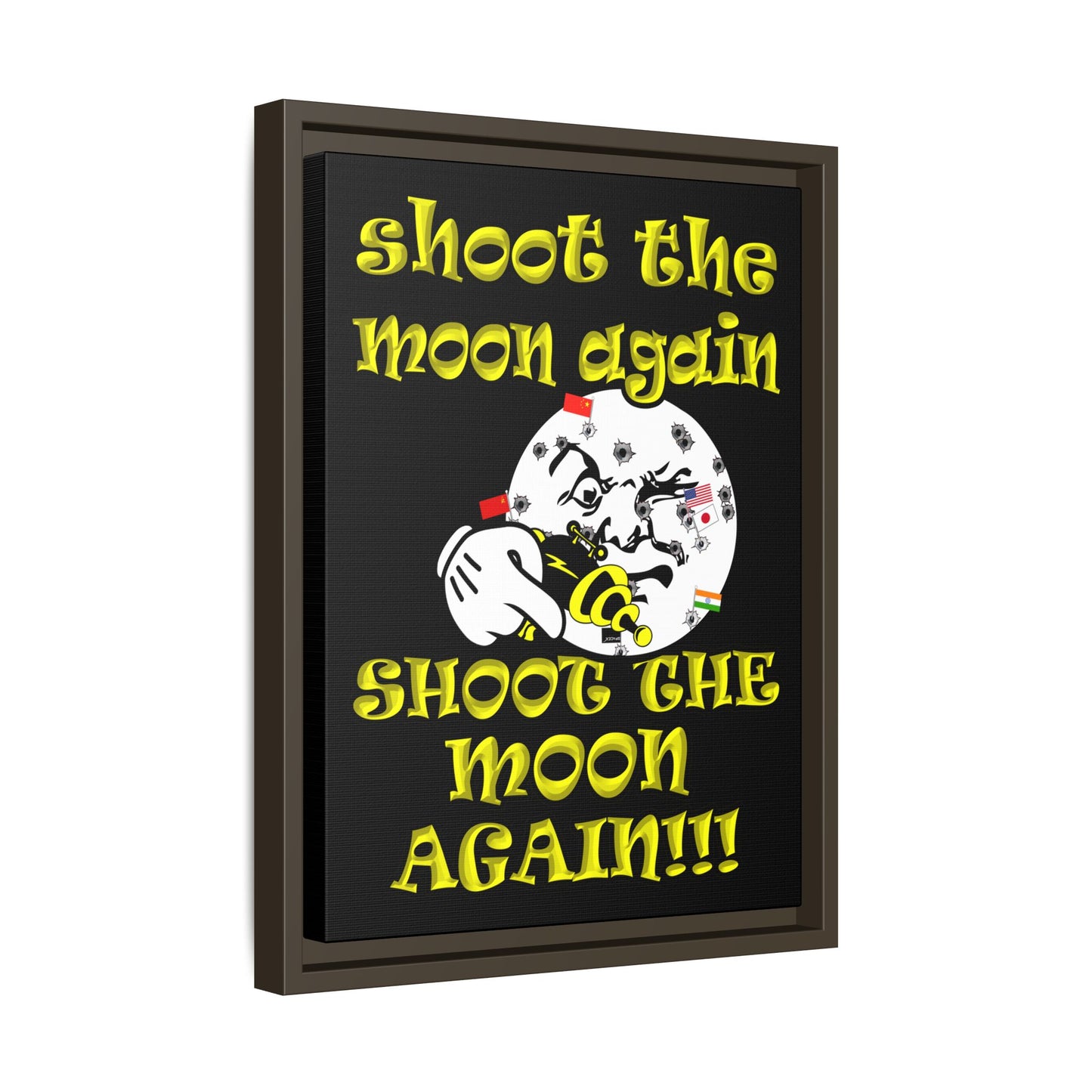 shoot the moon again - framed canvas art (black)
