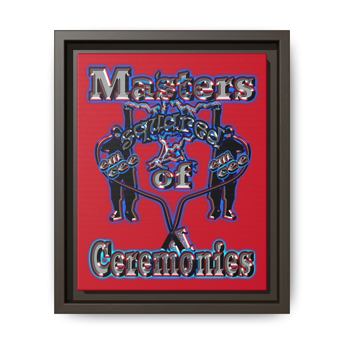 em cee squared - framed canvas art (dark red)