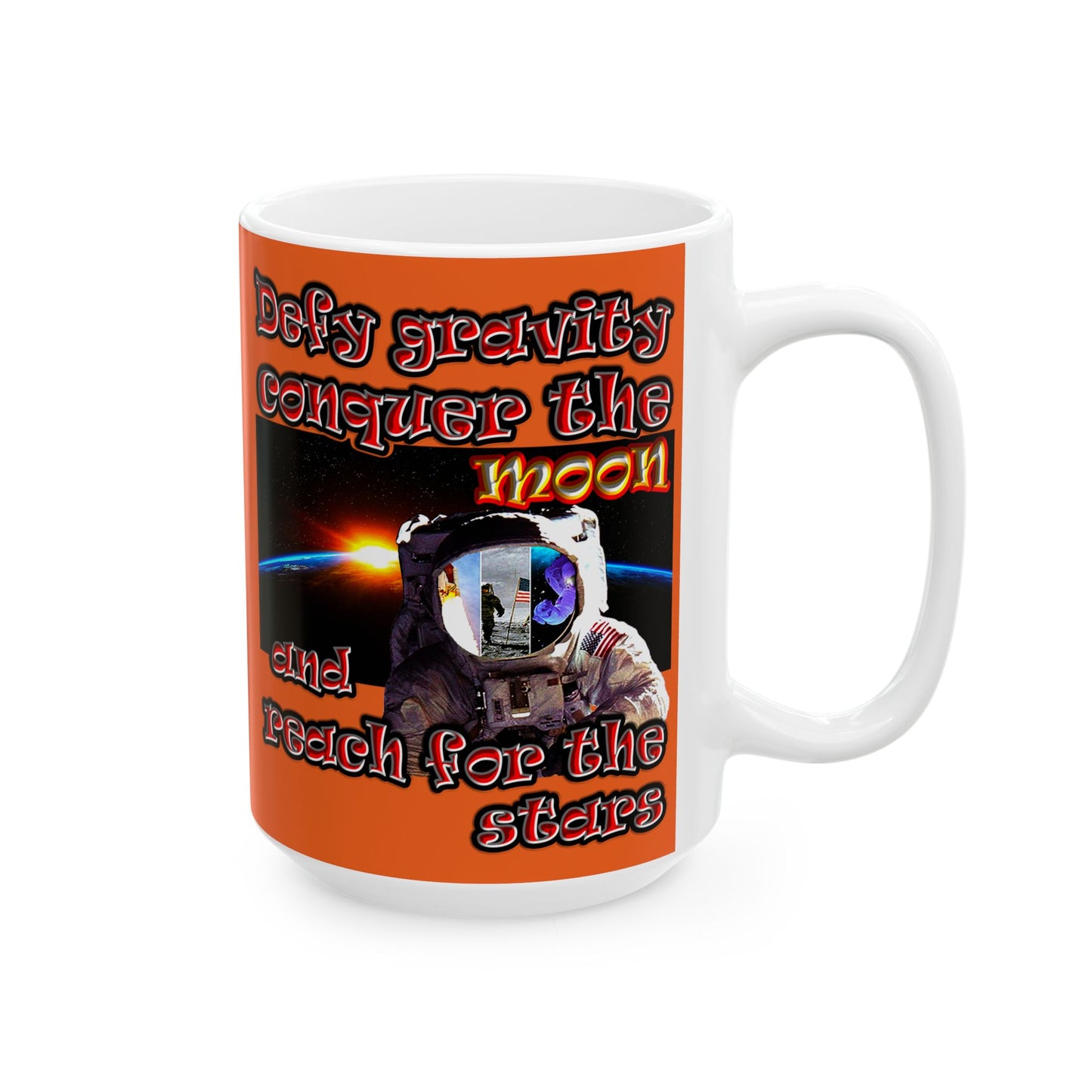defy conquer reach - White Mug (orange)
