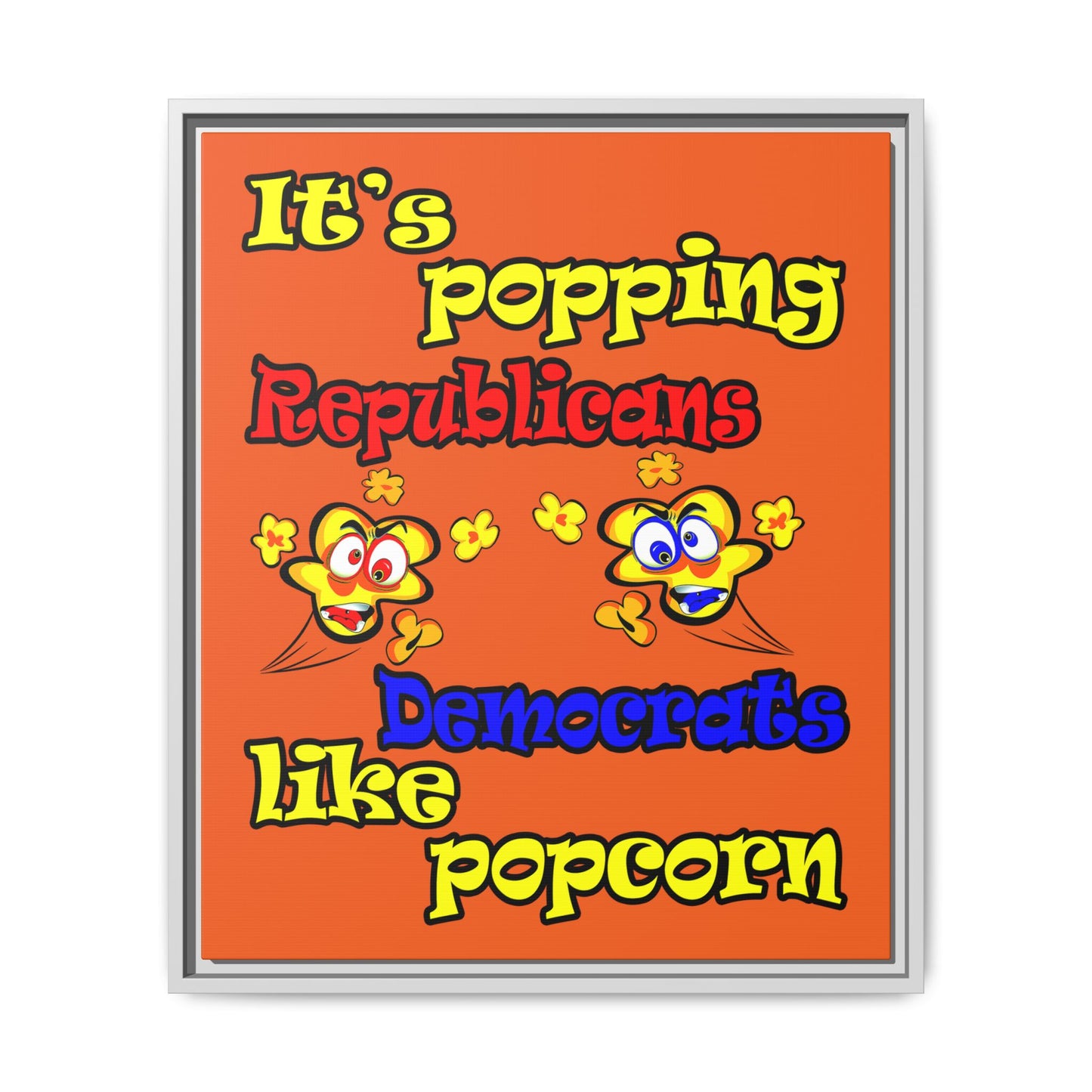 popping like popcorn - framed canvas art (orange)