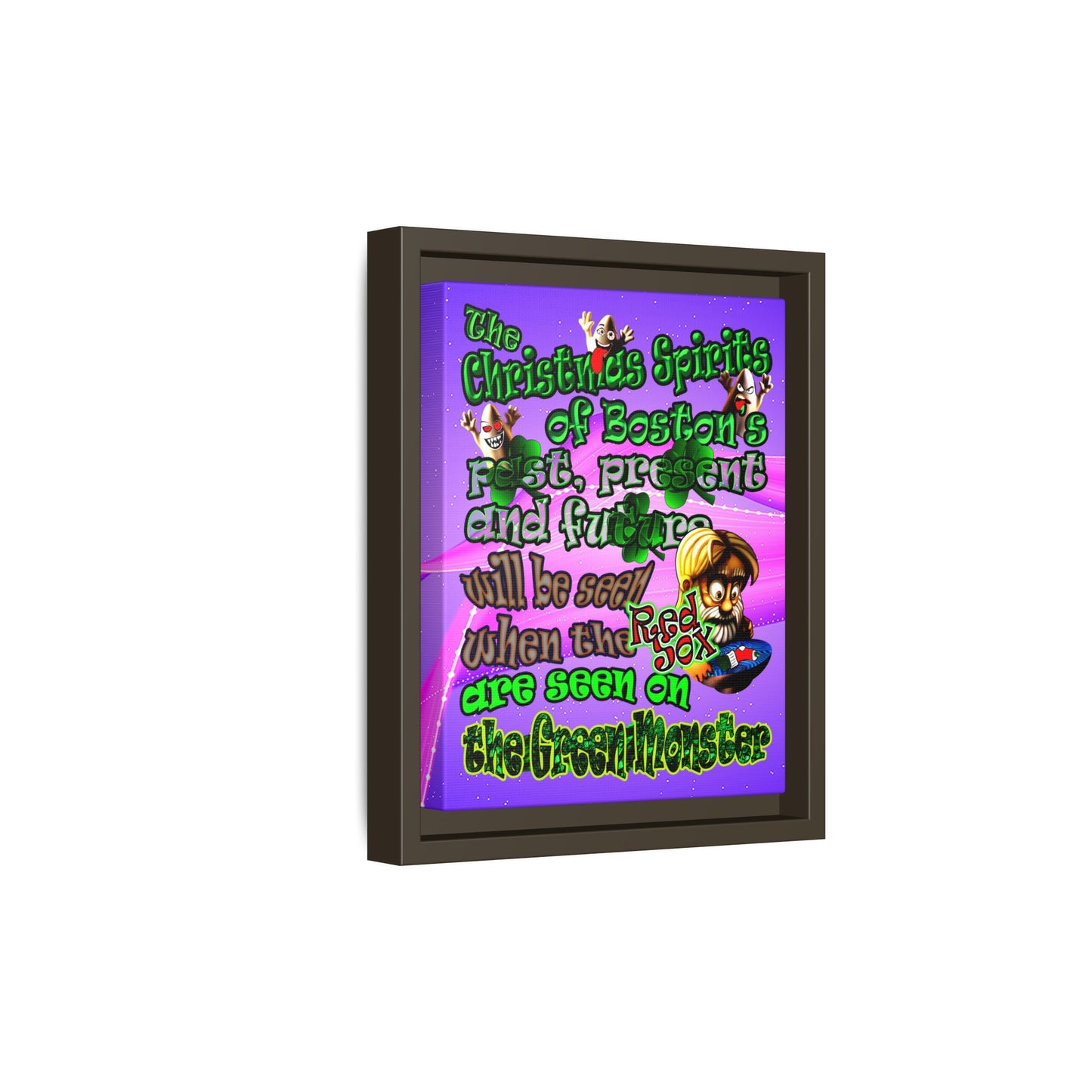 christmas spirits of boston - framed canvas art (purple-pink wave)