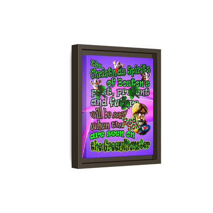 christmas spirits of boston - framed canvas art (purple-pink wave)
