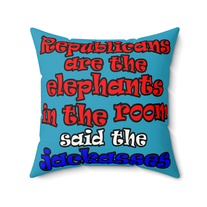 donkeys and elephants - Faux Suede Square Pillow - (turquoise)