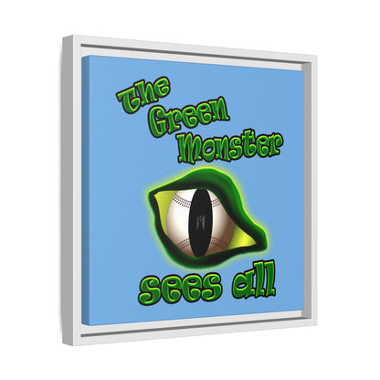green monster - framed canvas art (light blue)