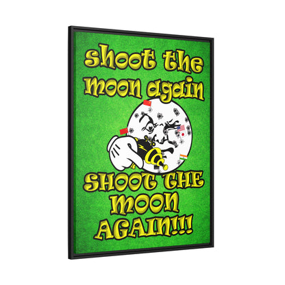 shoot the moon again - framed canvas art (green turf)