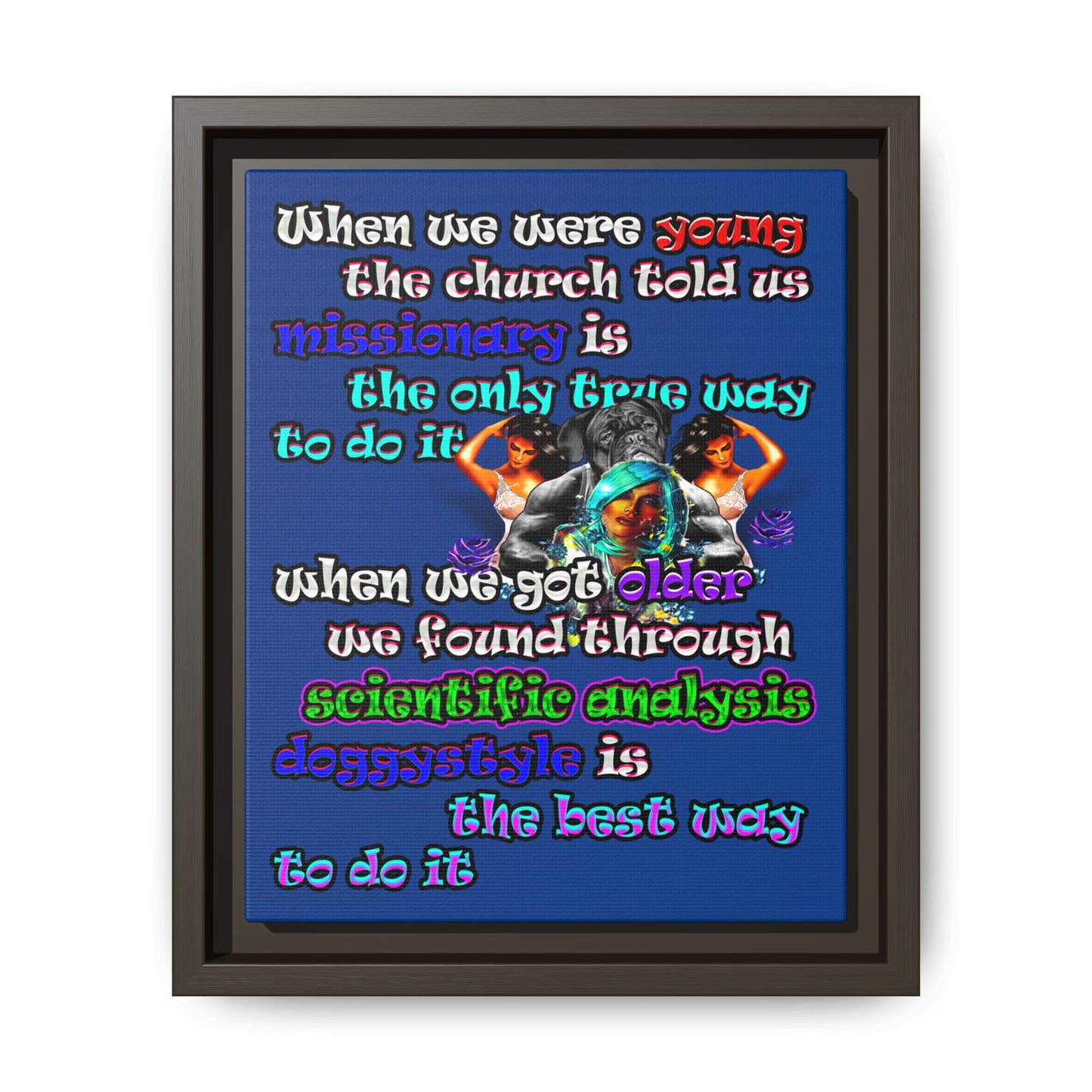 doggystyle - framed canvas art (dark blue)