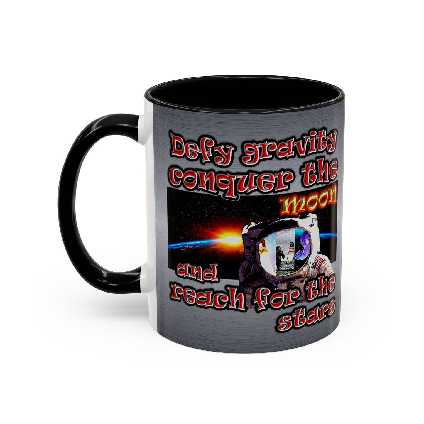 defy conquer reach - Accent Mug (brushed nickel)