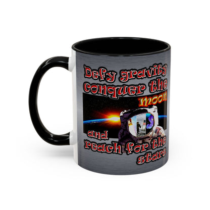 defy conquer reach - Accent Mug (brushed nickel)