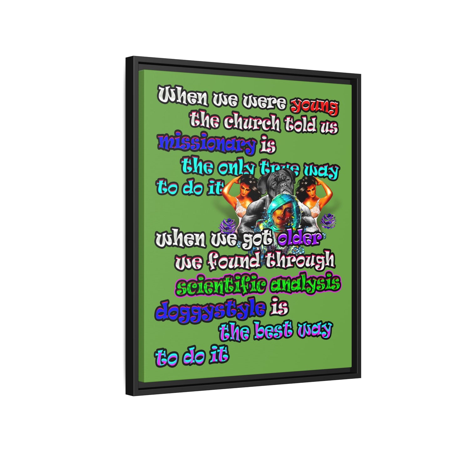 doggystyle - framed canvas art (green)