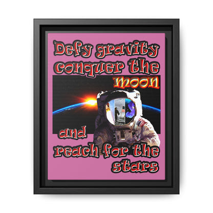 defy conquer reach - framed canvas art (light pink)