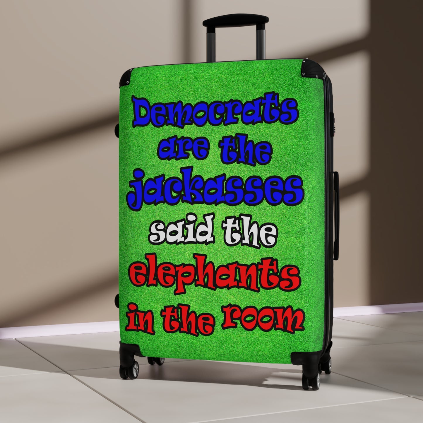 donkeys and elephants - Suitcase (green turf)