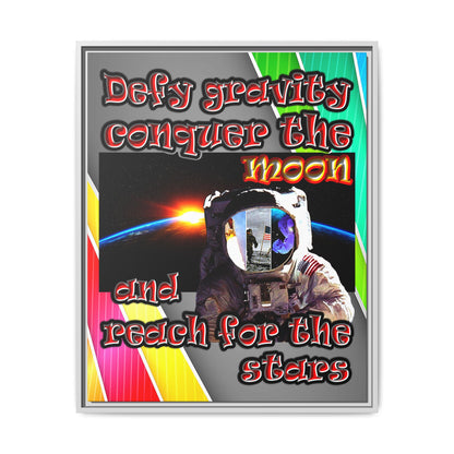 defy conquer reach - framed canvas art (rainbow split)