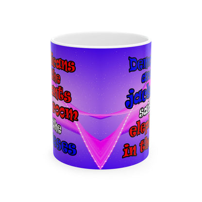 donkeys and elephants - White Mug (purple-pink wave)
