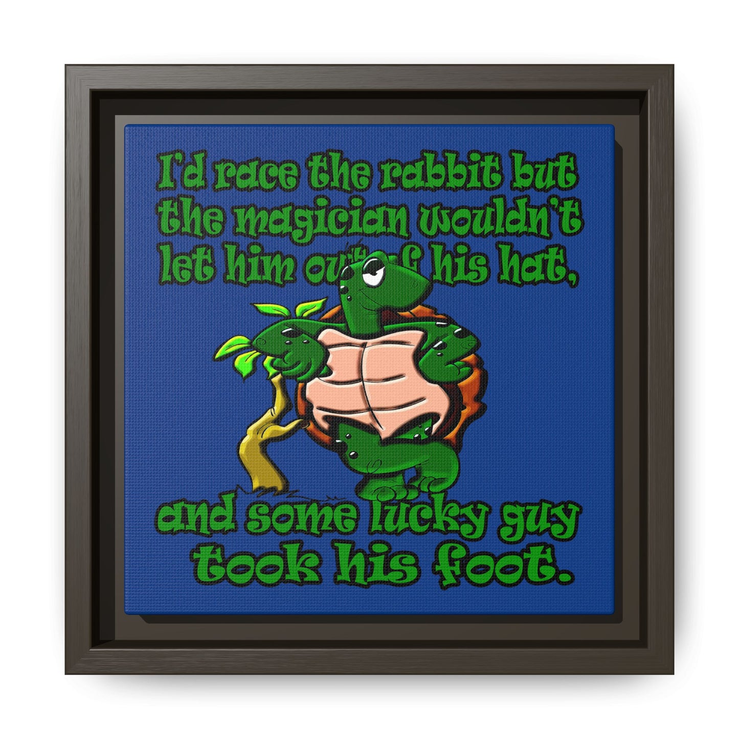 turtle race - framed canvas art (dark blue)