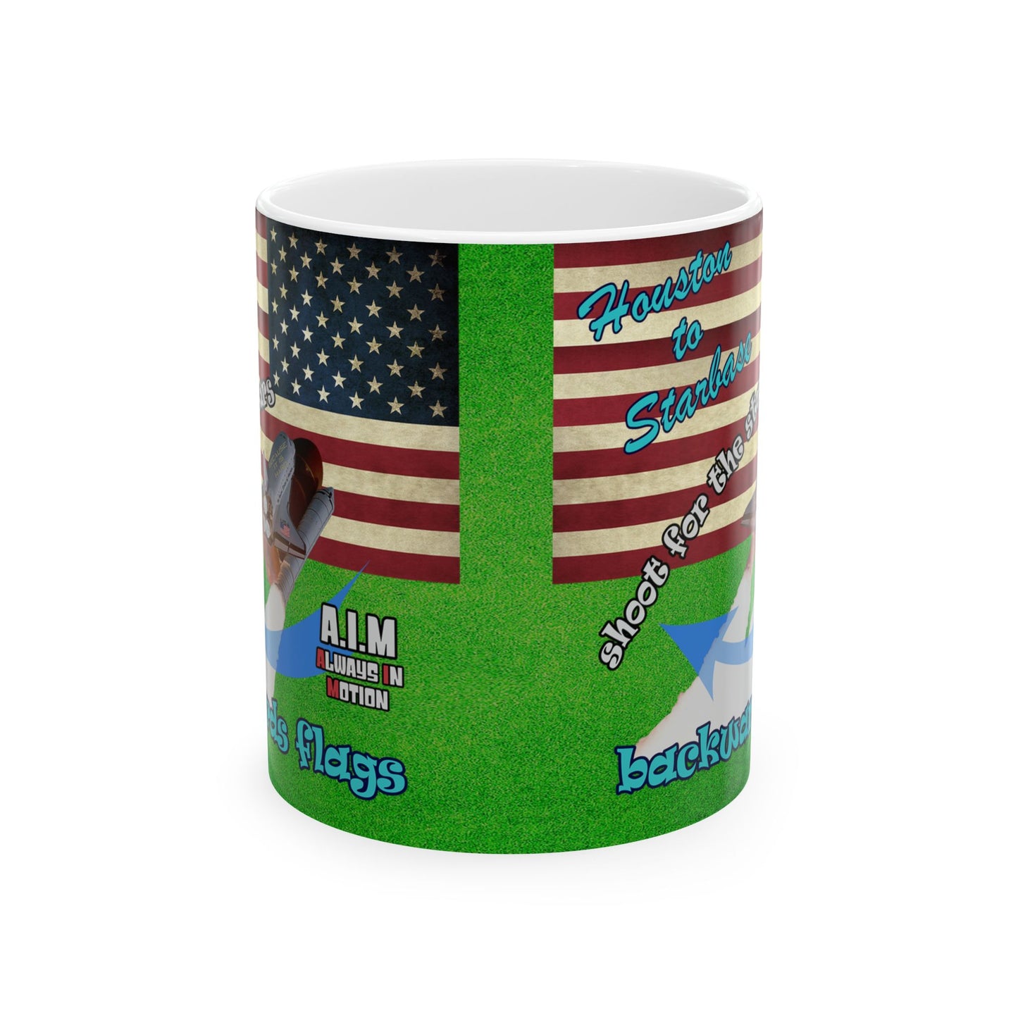 shoot for the stars - White Mug (green turf)