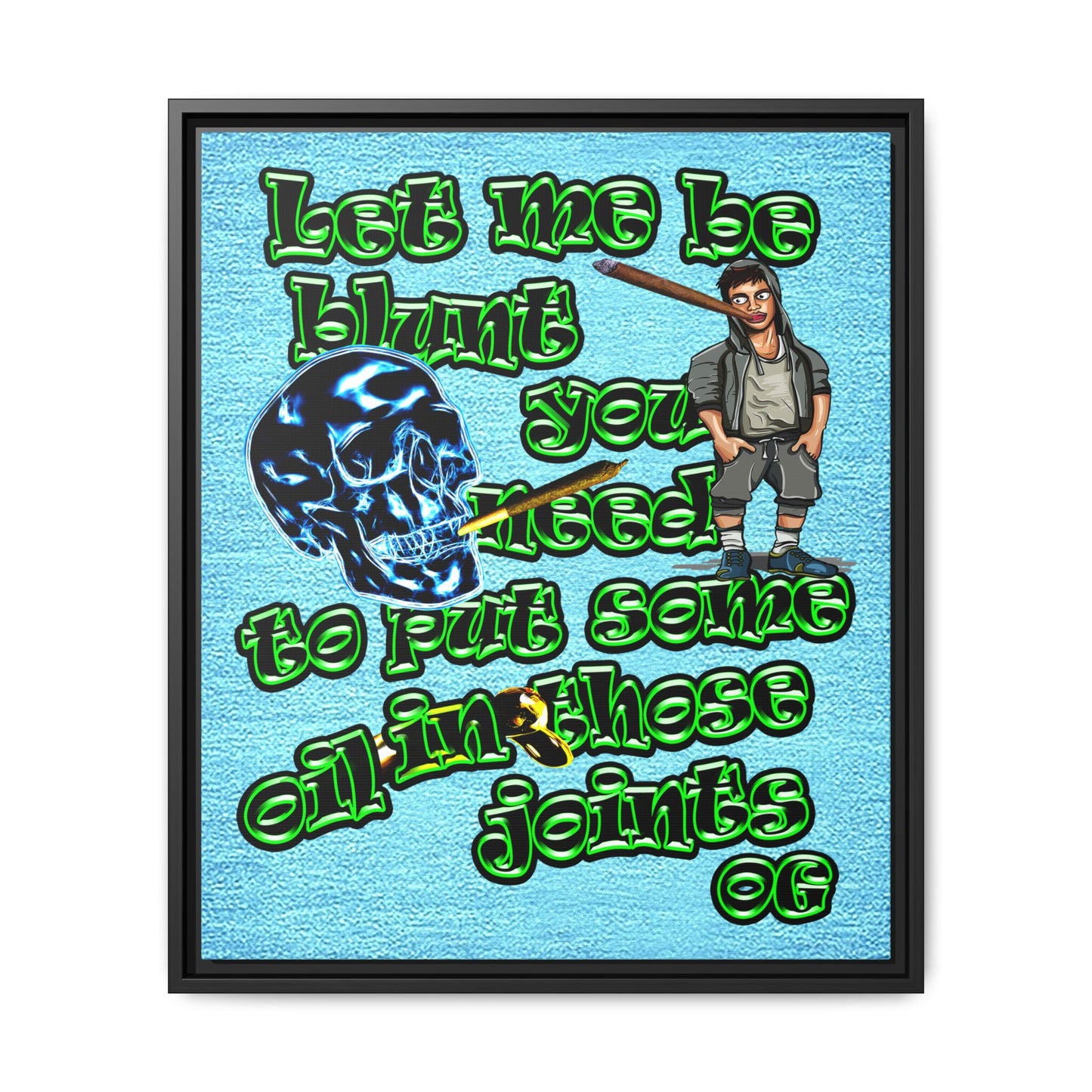 og - framed canvas art (faded blue)