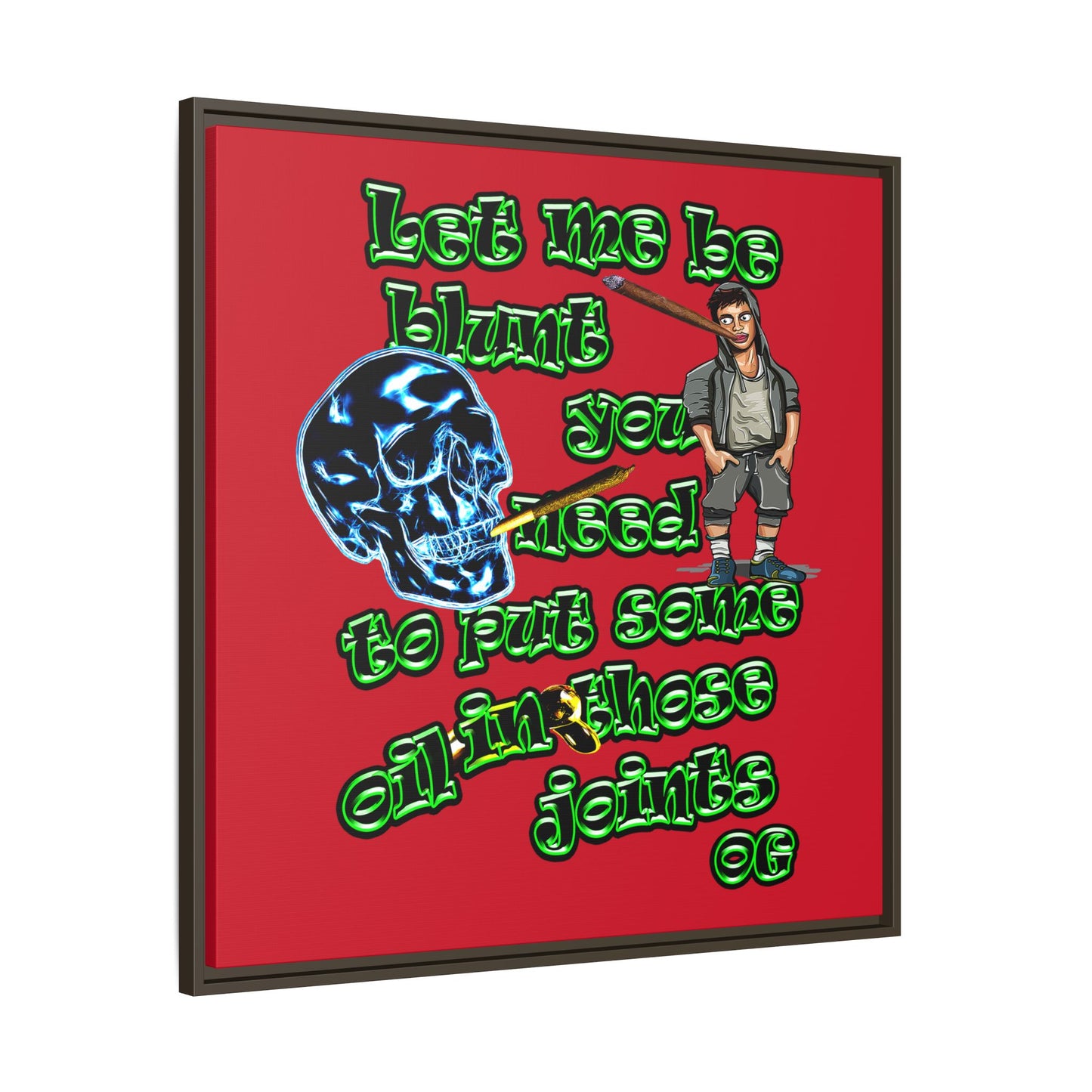 og - framed canvas art (dark red)