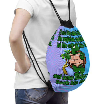 turtle race - Drawstring Bag (light blue-purple wave)