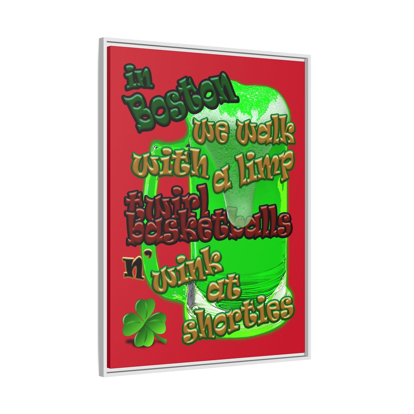 celtics logo - framed canvas art (dark red)