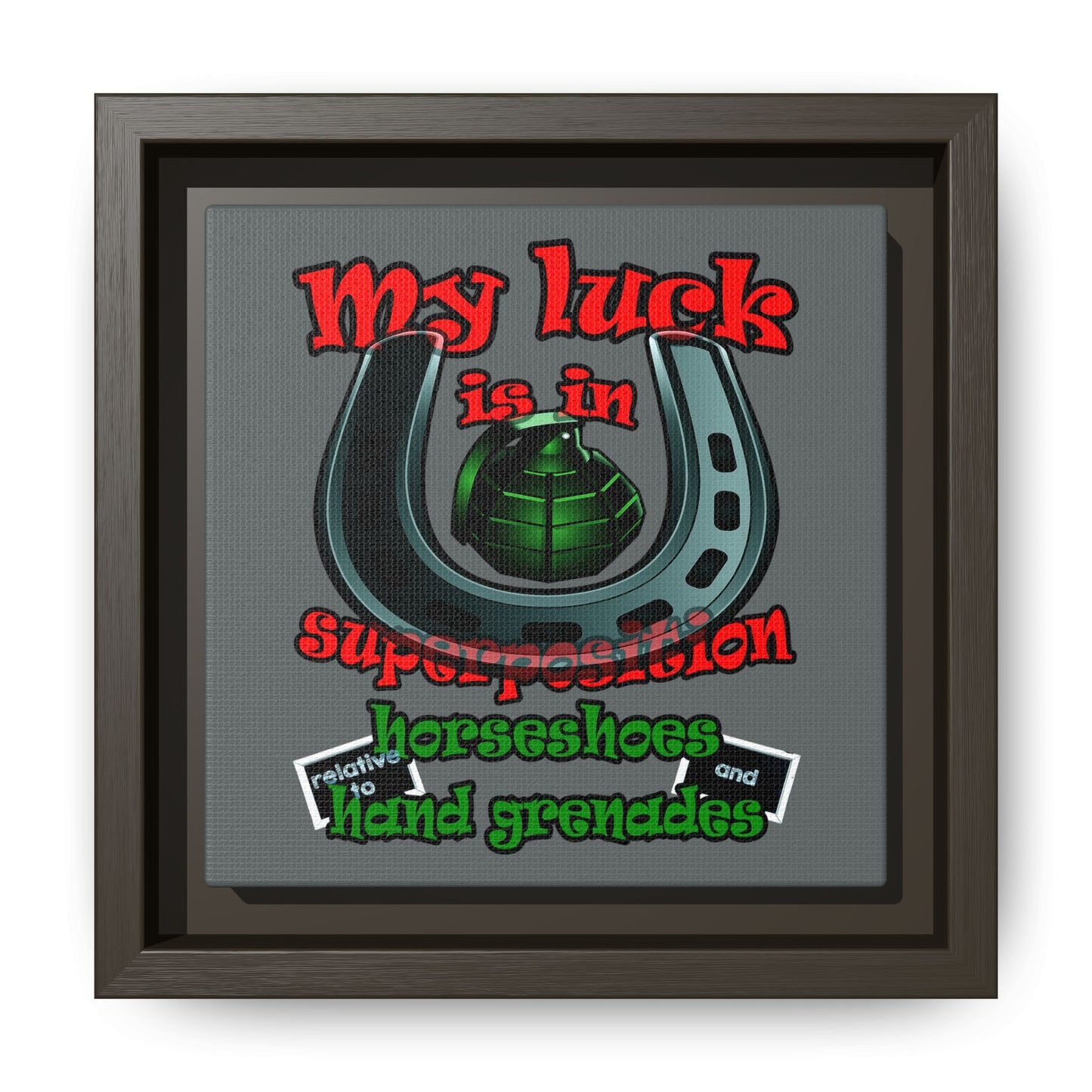 my luck - framed canvas art (dark grey)