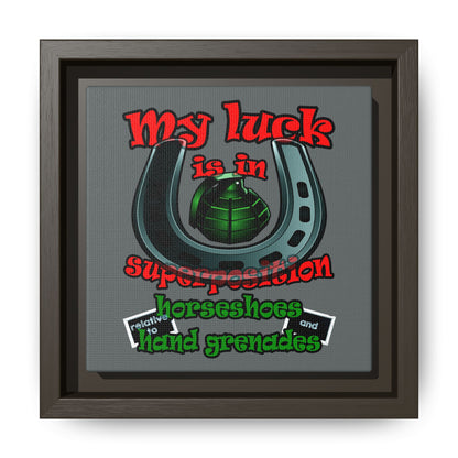my luck - framed canvas art (dark grey)