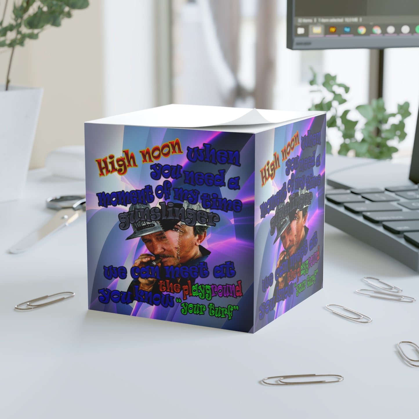 high noon - note cube (grey-pink wave)